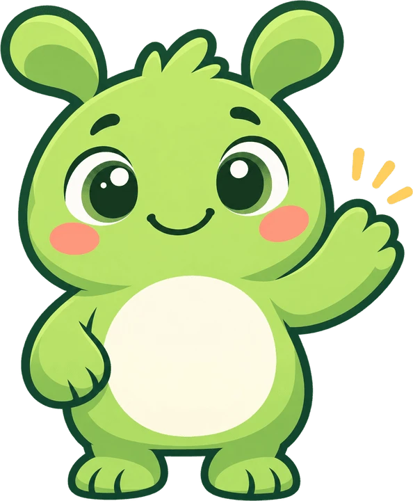 Your friendly green critter waving hello
